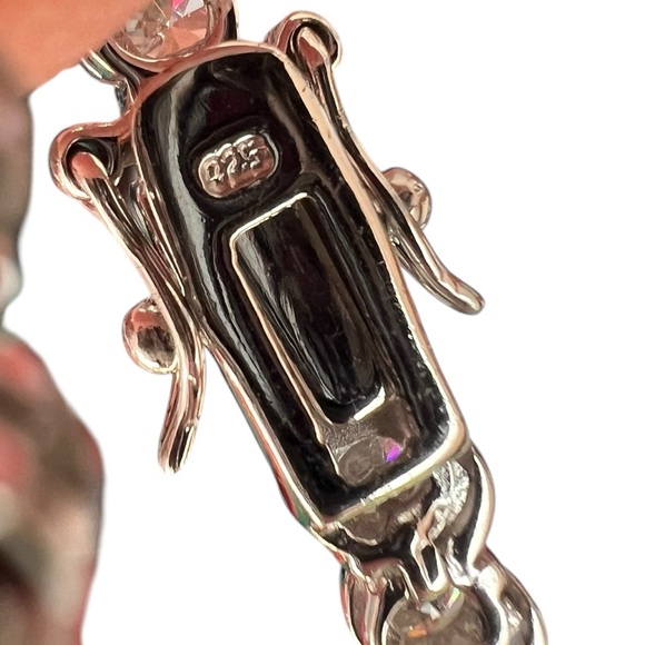 New Sterling Silver 925 Cubic Zirconia Tennis Bracelet with double lock clasp 8” - Picture 3 of 7